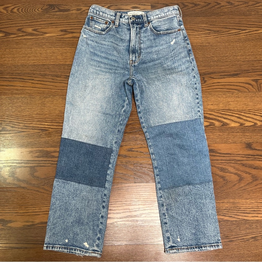 Abercrombie & Fitch The Ankle Straight Ultra High Rise Patchwork Jeans size 27/4
